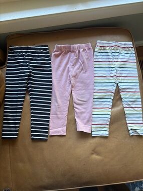 Hanna Andersson Black Stripe, Pink & rainbow stripe Leggings bundle